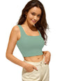 Shasmi Womens & Girls Solid Ribbed Square Neck Collarless Sleeveless Slim Fit Simplicity Tank Tops (Shree TOP 36) (Light Teal