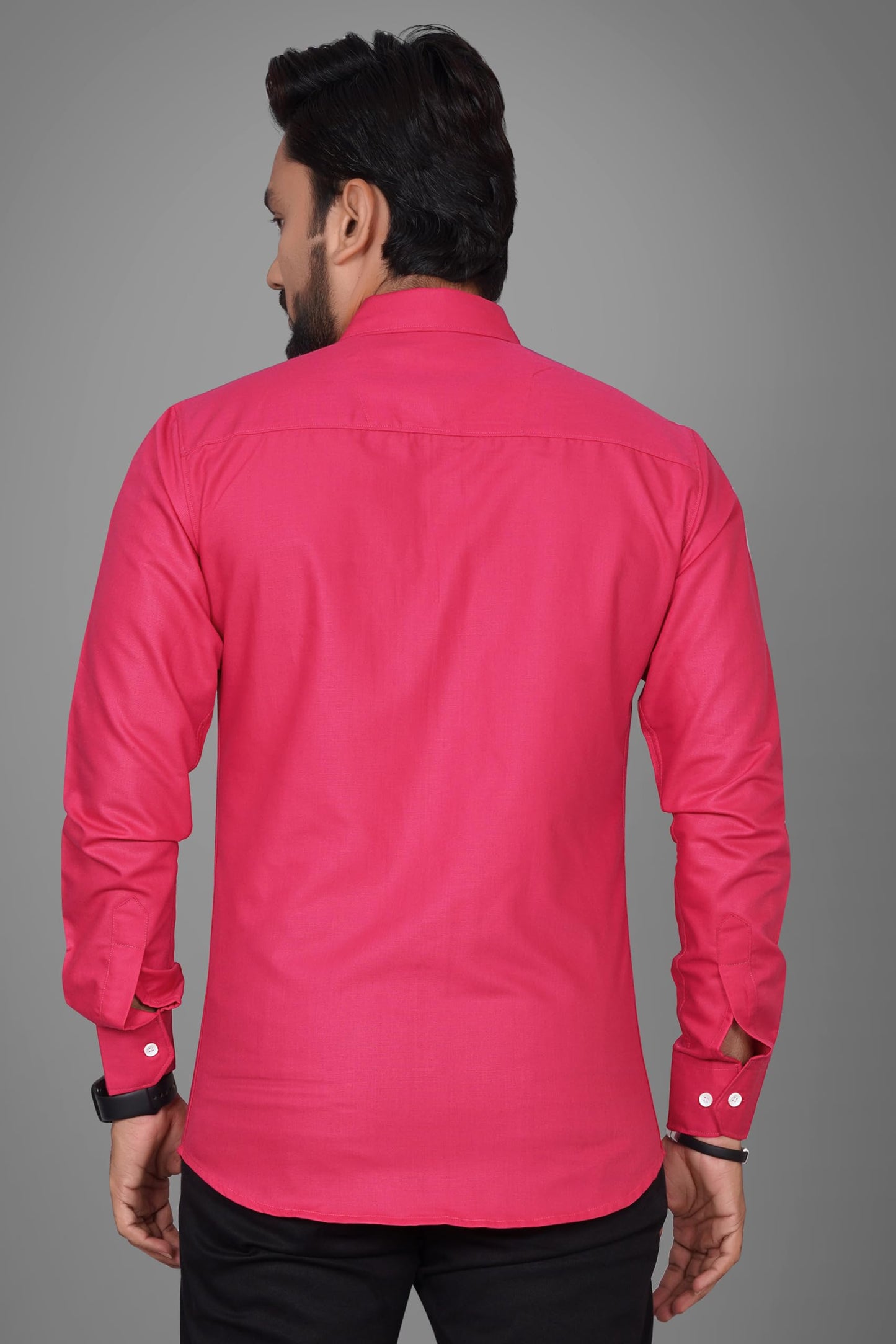 Besix MenS Cotton Blend Solid Shirt With Spread Collared Full Sleeve Button Closure Curved Hem Straight Length And One Pocket |