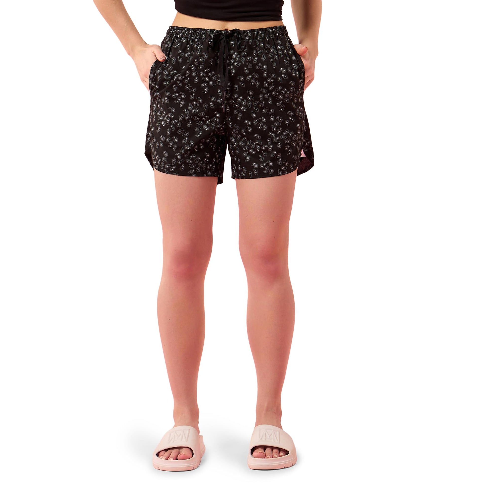Enamor Womens Boxer Shorts (E7A1_Black Floral Print
