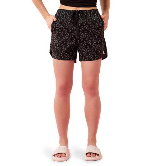 Enamor Womens Boxer Shorts (E7A1_Black Floral Print