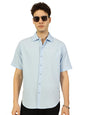 Thomas Scott Regular Fit Self Design Textured Cuban Collar Casual Shirt for Mens Light Blue