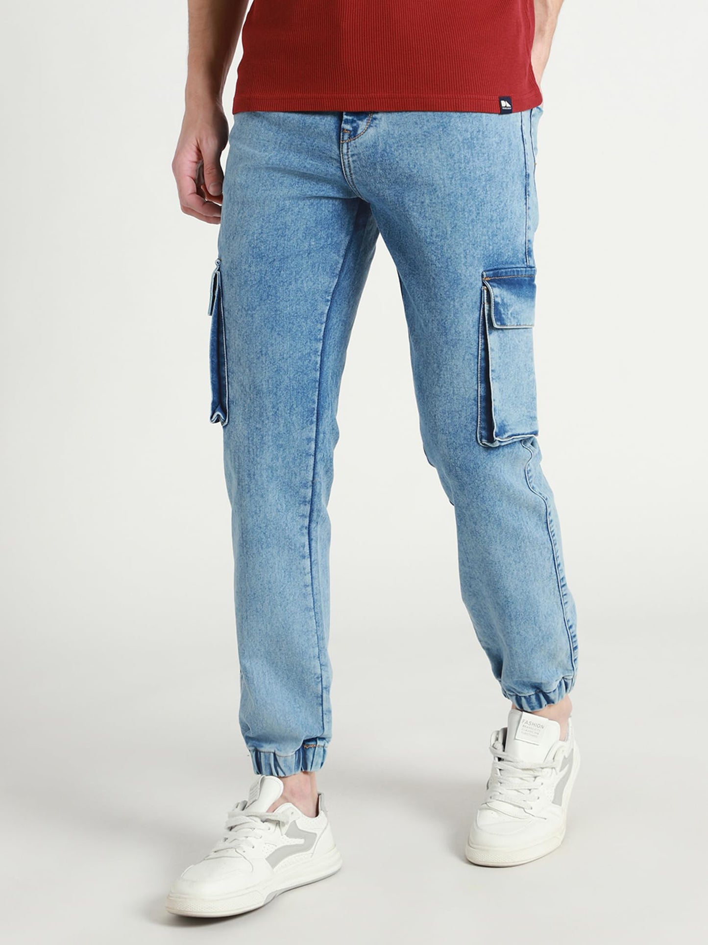 Dennis Lingo Mens | Light Blue | Washed | Mid Rise | Cargo Jogger | Jeans