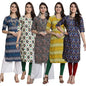 Pikmint WomenS Crepe Kurti For WomenS Ethnic Printed Kurti For WomenS (Pack Of 5)