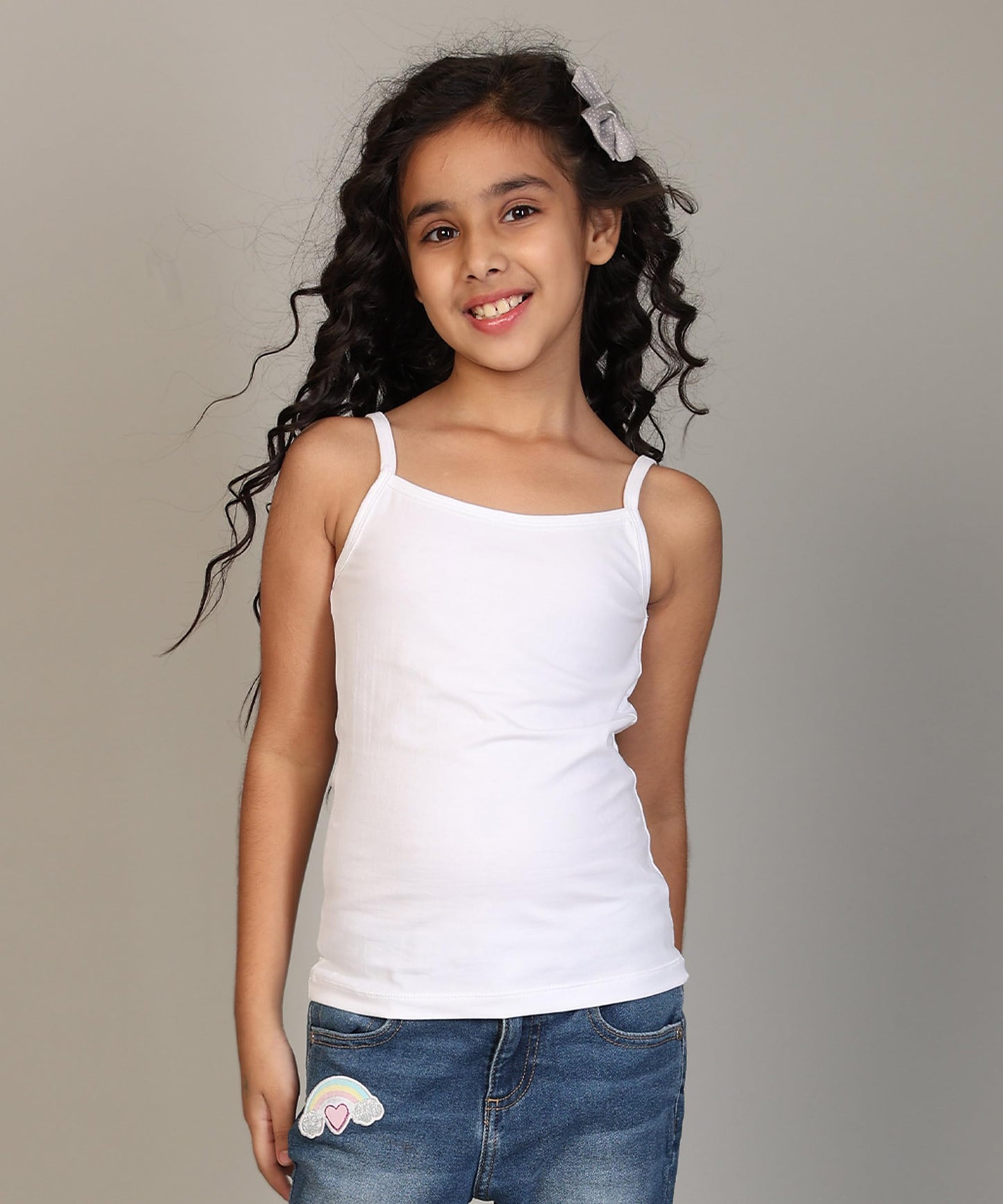 Kyda Kids GirlS Cotton Inner Camisoles | Undershirt Vest With Regular Strap | Soft & Stretchy Slips - Pack Of 3