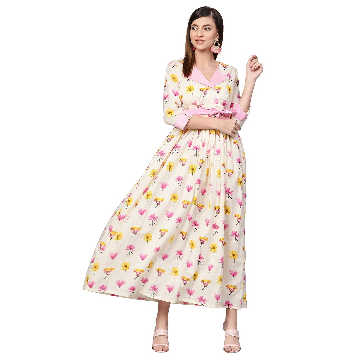 Idalia Off White Floral Print Dress
