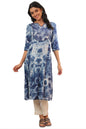Aurelia Women's Blue Printed A-Line Kurta (Size: 2XL)-A15620-508807