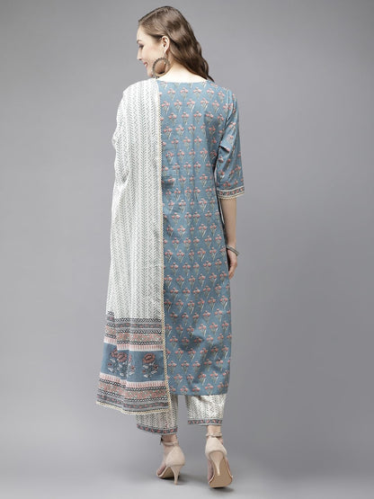 Libas Womens Cotton Kurta Sets (20128O_Multicoloured
