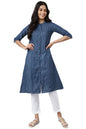 Aurelia Blue Geometric Printed Printed Cotton Regular Kurta For Women