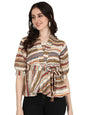 OM SAI LATEST CREATION Women Solid Western Top with Half Sleeves for Office Wear, Casual Wear, Under 399 Top for Women Top (Beig