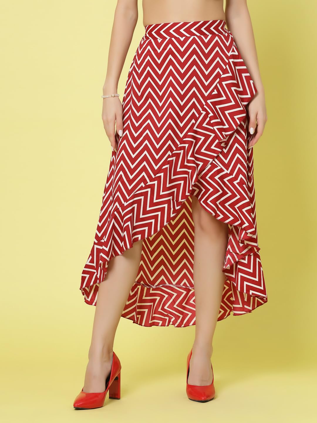 OOMPH! Long Skirts for Women Red - msk053