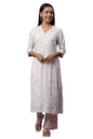 Aurelia Women Floral Print Rayon Straight Kurta_24FEA14775_XS White