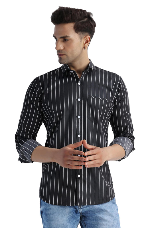 Besix Mens Regular Fit Striped Cotton Casual Shirt With Spread Collar- Formal Shirt For Men, Best Fits For Office Wear, Regular