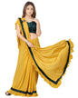 Dhyey Fashion Fashionable Baby Girls Lycra Blend Saree With Velvet Unstitched Blouse Piece | Readymade Saree For Girls | Sarees