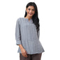 Fabindia WomenS Printed Regular Fit Top (2110590Blue_Blue