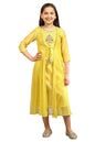 Yellow Short Dress-Gilet Girls Set