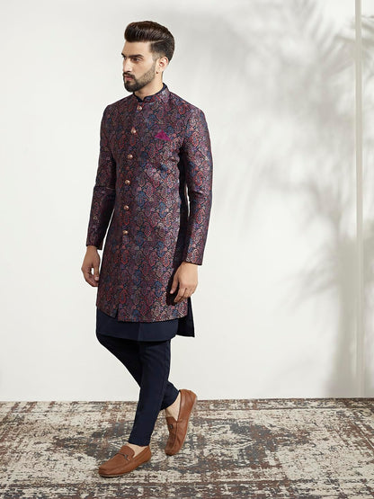 Kisah Sherwani Set For Men  Silk Blend Jacquard Textured Indo Western Sherwani With Kurta And Trouser | Designer Ethnic Outfit F
