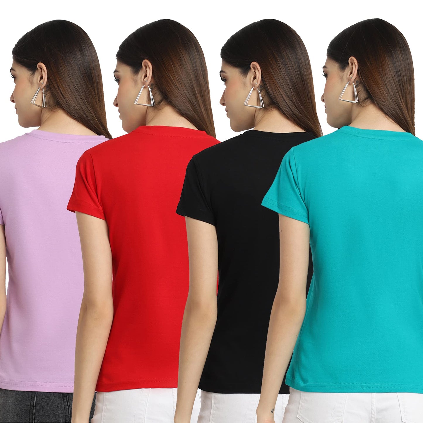 Preneum Womens Cotton Regular Fit Latest Graphic Stylish Printed Short Sleeves Casual T-Shirt || Trendy Design & Stylish (Pack