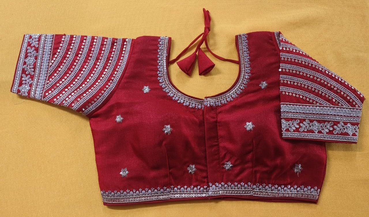 Vihu Fashion WomenS Blouse Readymade Blouse Embroidery Multi Coding Gold Thread Indian Ethnic Designer Stitched WomenS Readyma