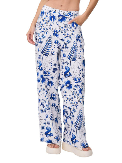 The Souled Store Disney : Once Upon A Dream Women and Girls Straight Fit Polyester Comfortable Trendy Pants White