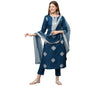 ANNI DESIGNER Women's Cotton Blend Straight Embroidered Kurta Set with Dupatta (Weekend-New)