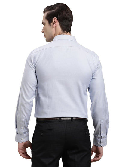 Turtle Men Giza Cotton Slim Fit Light Blue Dobby Full Sleeve Formal Shirt