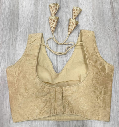Pujia Mills WomenS Readymade Heavy Mono Banglori Sleeveless Sabyasachi Pattern Embroidery With Sequence Work Gold Color Saree B