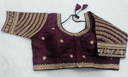 Pujia Mills Womens Blouse Readymade Blouse Embroidery Multi Coding Gold Thread Indian Ethnic Designer Stitched Womens Readymad