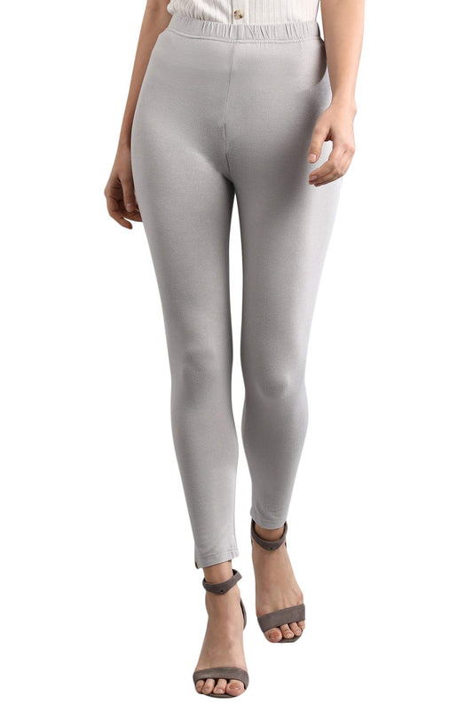 Aurelia Silver Metallic Poly Blend Leggings for Women