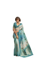 Pujia Mills WomenS Leaf Zari Woven Design With Ombre Print Silk Saree With Unstitched Blouse