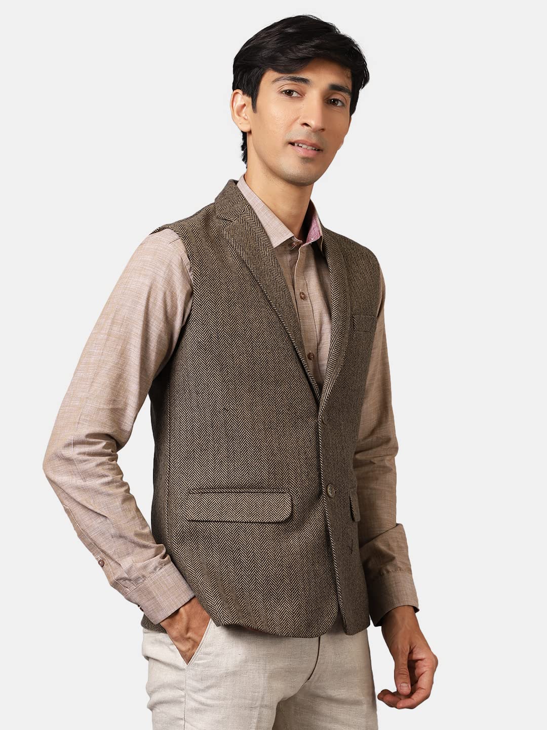 Wintage Men'S: Tweed Wool Blend Modi Nehru Jacket