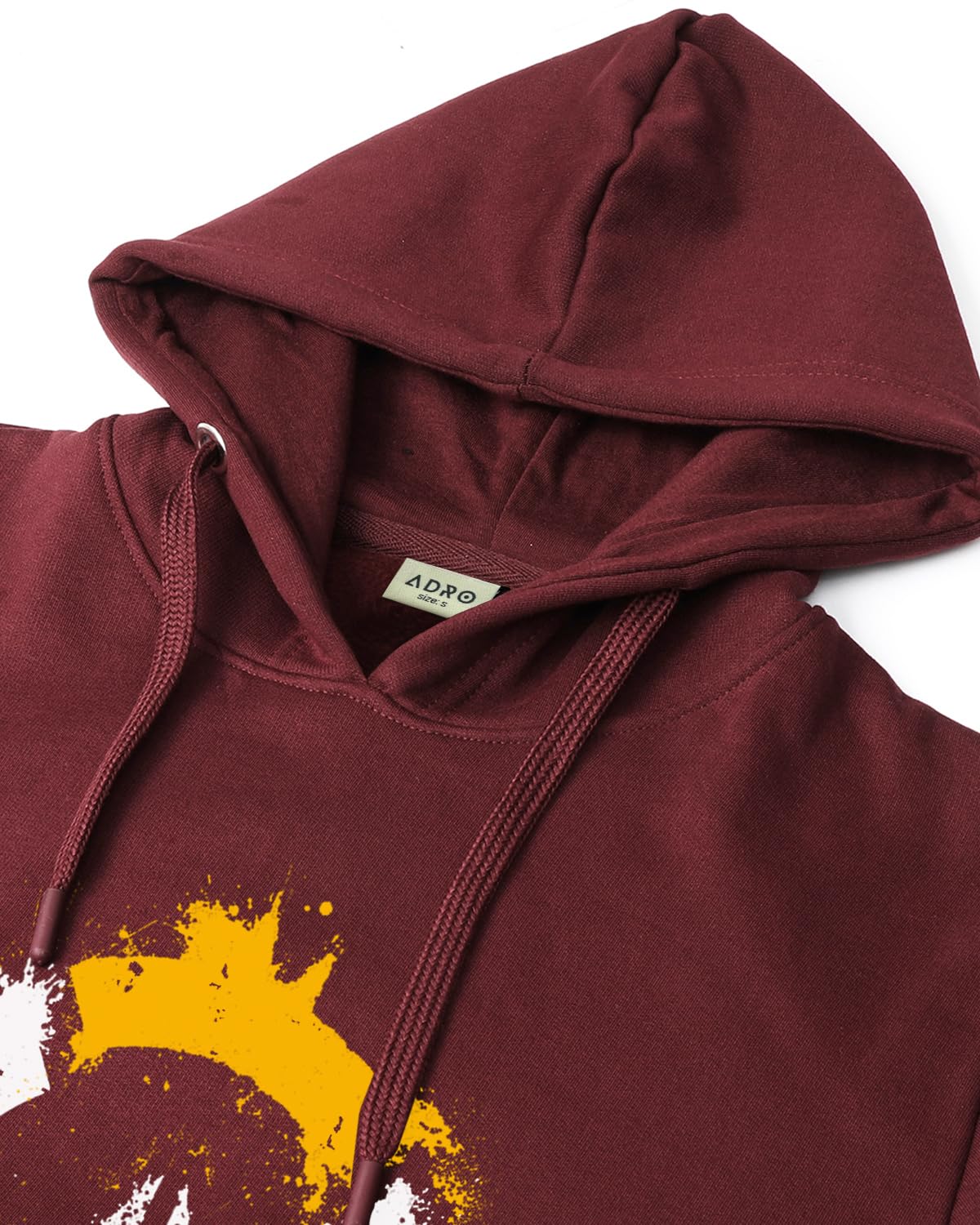 ADRO Men's Cotton Neck Hooded Sweatshirt (H-M-PC-MR_Maroon)