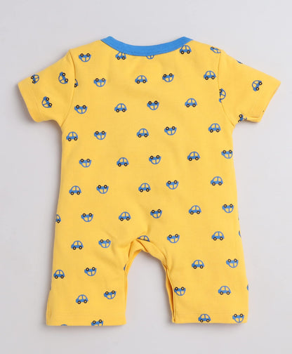 Bumzee Yellow Boys Half Sleeves Thigh Length Romper