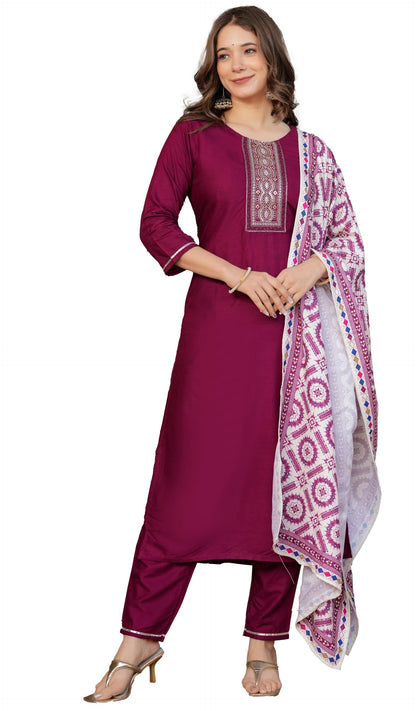 Wedani Rayon Sequence Embroidered Kurta Set with Dupatta for Women - (E6452)