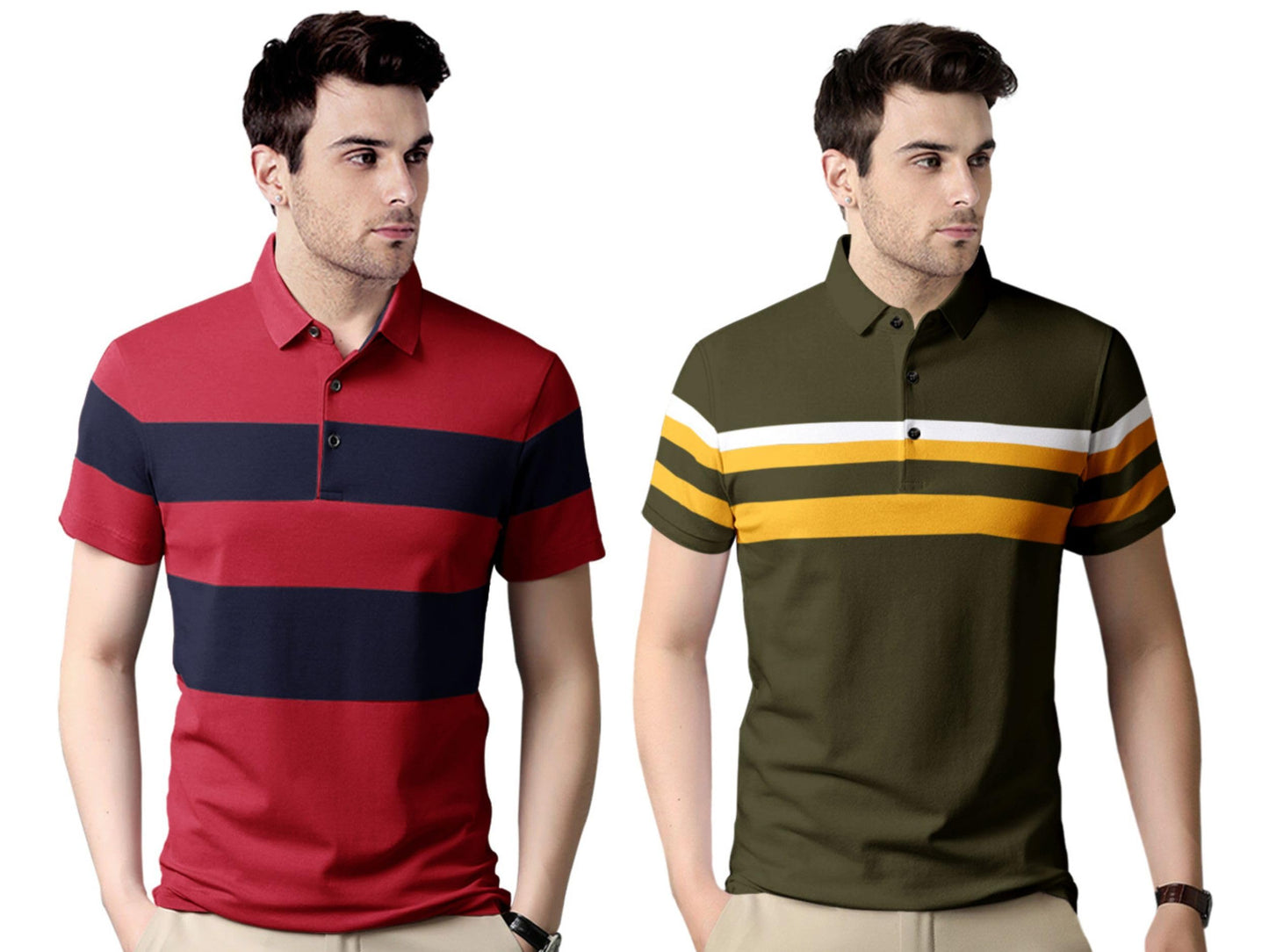Noble Monk MenS (Combo Pack Of 2) -Regular Fit Polo T Shirt |Half Sleeves |Collar Tshirts |Casual Tshirt