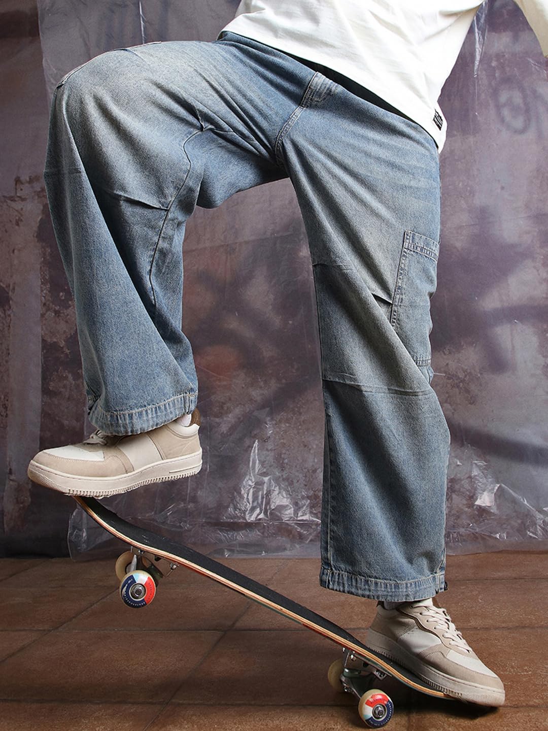 Hubberholme Men Cotton Washed Baggy Mid-Rise Jeans 16