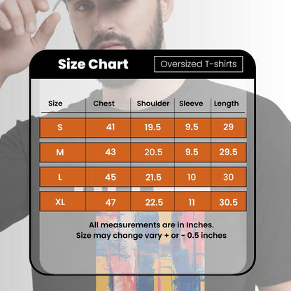 ADRO Mens Abstact Design Back Printed Oversized T-Shirt_OVR24-CHL-BEG