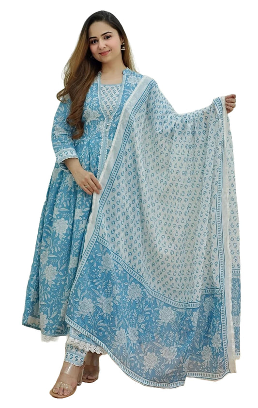 KLOSIA Women Printed Kurta and Pant Suit Set with Dupatta