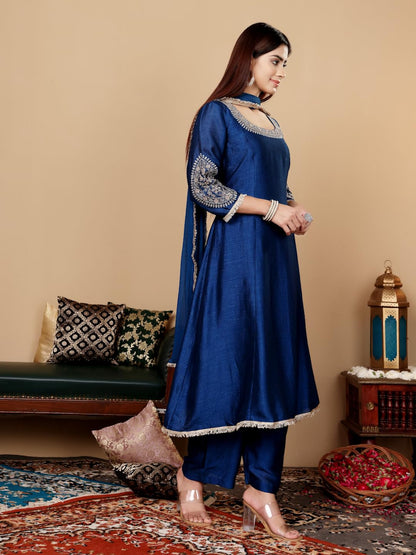 Varanga Women Ethnic Motifs Embroidered Panelled Kurta with Palazzos & Dupatta