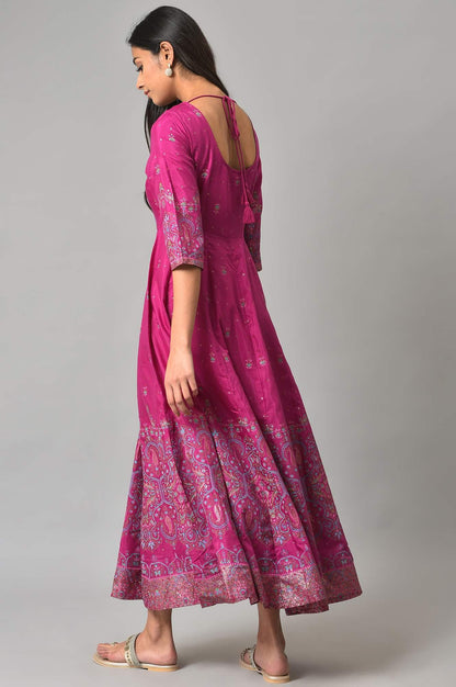 W Purple Embroidered Synthetic Glitter Maxi Dress For Women