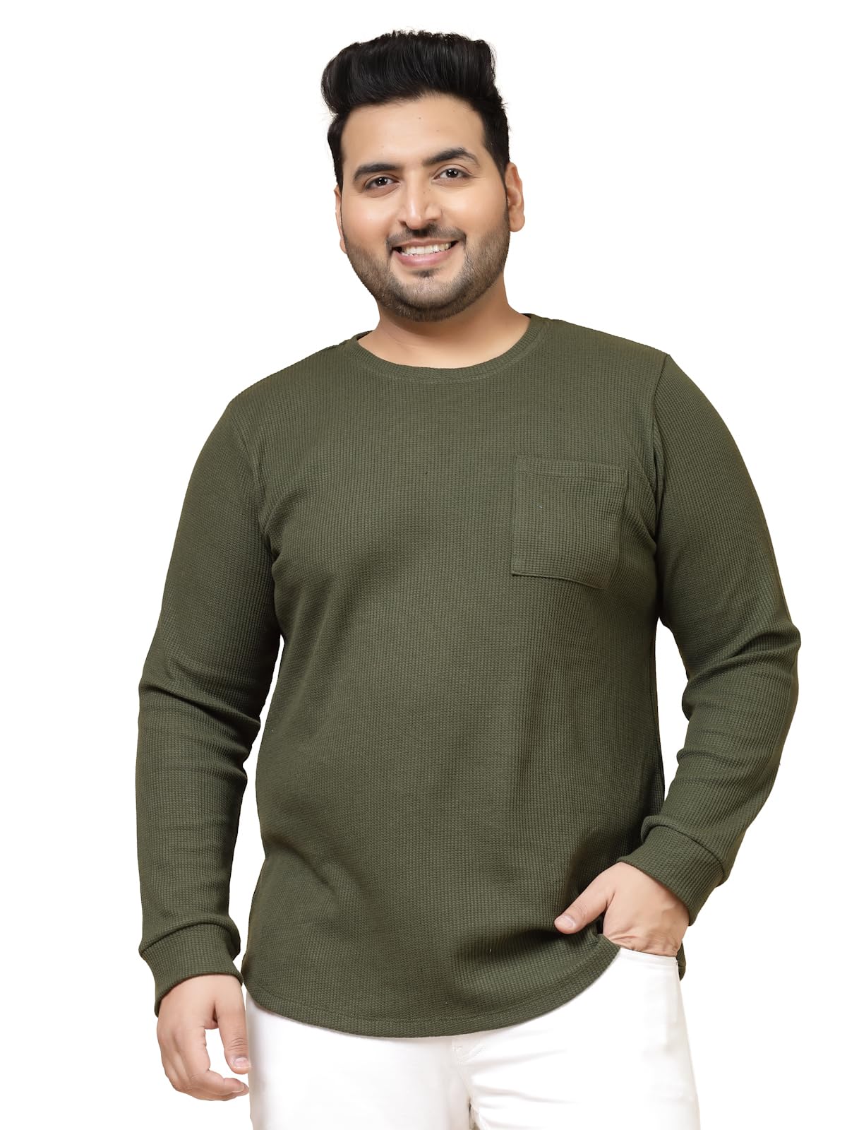 Rigo Plus Size T-Shirt for Men | Round Neck, Solid T-Shirt for Men | Full Sleeves Plus Size T-Shirt for Men | Casual Wear, Styli