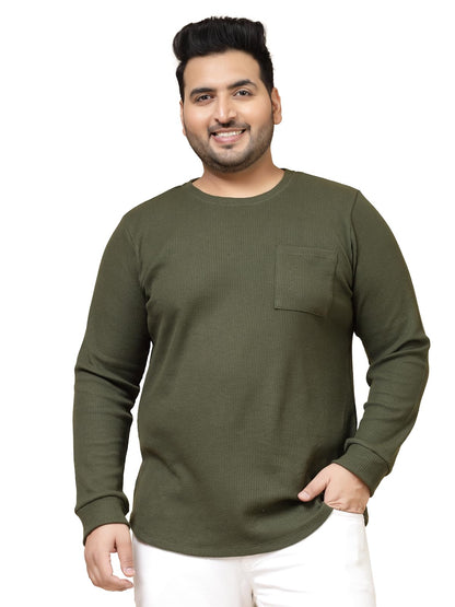 Rigo Plus Size T-Shirt for Men | Round Neck, Solid T-Shirt for Men | Full Sleeves Plus Size T-Shirt for Men | Casual Wear, Styli
