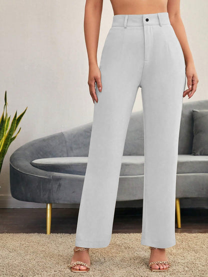 Toochki Womens Regular Fit High Rise Solid AnkleSpandex Length Regular Trouser Pant Grey