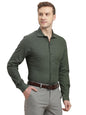 Turtle Men 100% Cotton Regular Fit Structure Green Formal Shirt