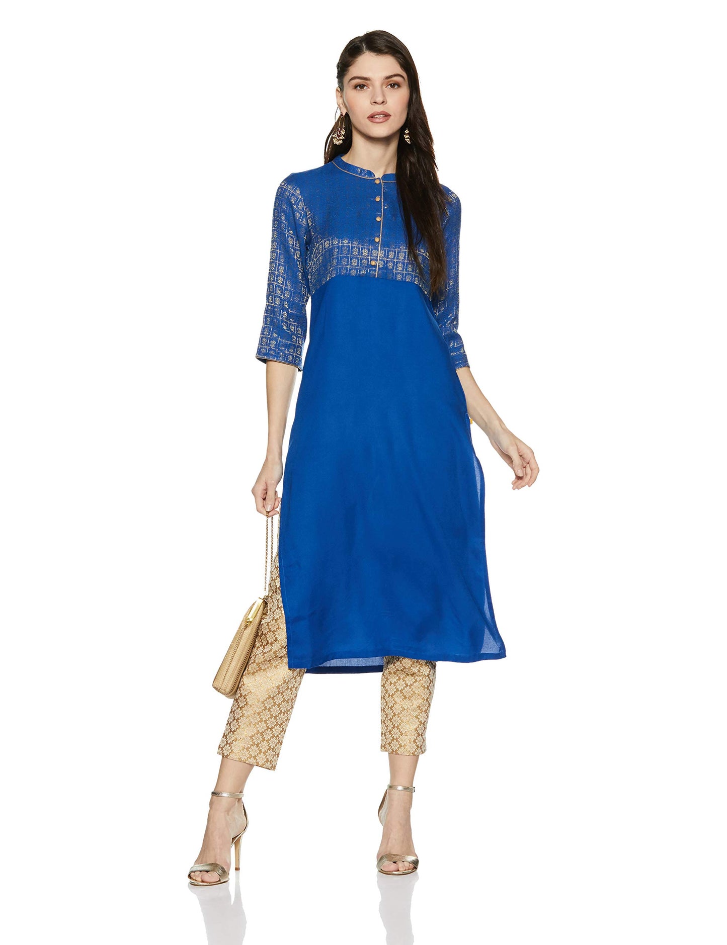 Aurelia WomenS Rayon Regular Kurta (18Aua10151-300025_Blue_Large)