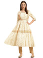 rangita Cream Cotton Calf Length Embroidered Anarkali Kurti for Women | Kurta for Women