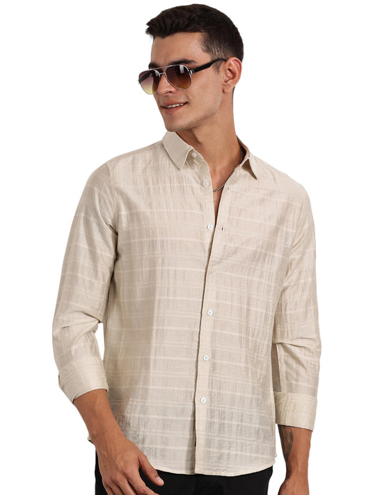 Thomas Scott Slim Fit | Long Sleeve | French Placket | 100% Cotton | Solid Colors | Shirts for Mens Cream