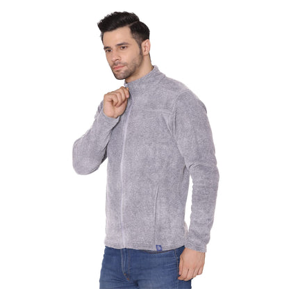 Bongio Mens Full Sleeves Polar Jacket - Light Grey