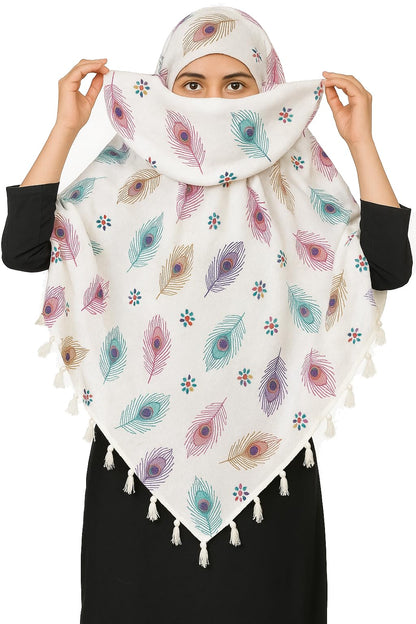 Weavers Villa Womens Cotton Floral Printed Face Cover Scarf | UV Protection, Breathable Fabric | Reusable Hijab Style Shield fo