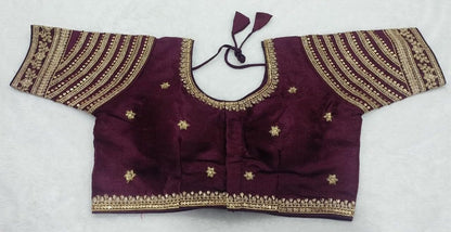 Pujia Mills Womens Blouse Readymade Blouse Embroidery Multi Coding Gold Thread Indian Ethnic Designer Stitched Womens Readymad