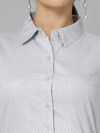 Style Quotient Women Self Design Olive Polycotton Formal Shirt